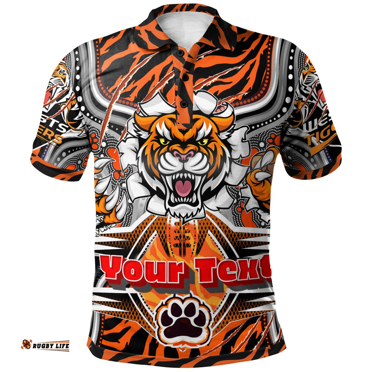 Tigers Rugby Custom Aboriginal Polo Shirt - Super Indigenous Tigers Scratch Style
