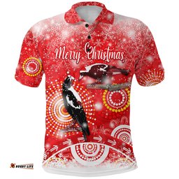 Custom Personalised Australian Magpies Christmas Polo Shirt Original Style - Red