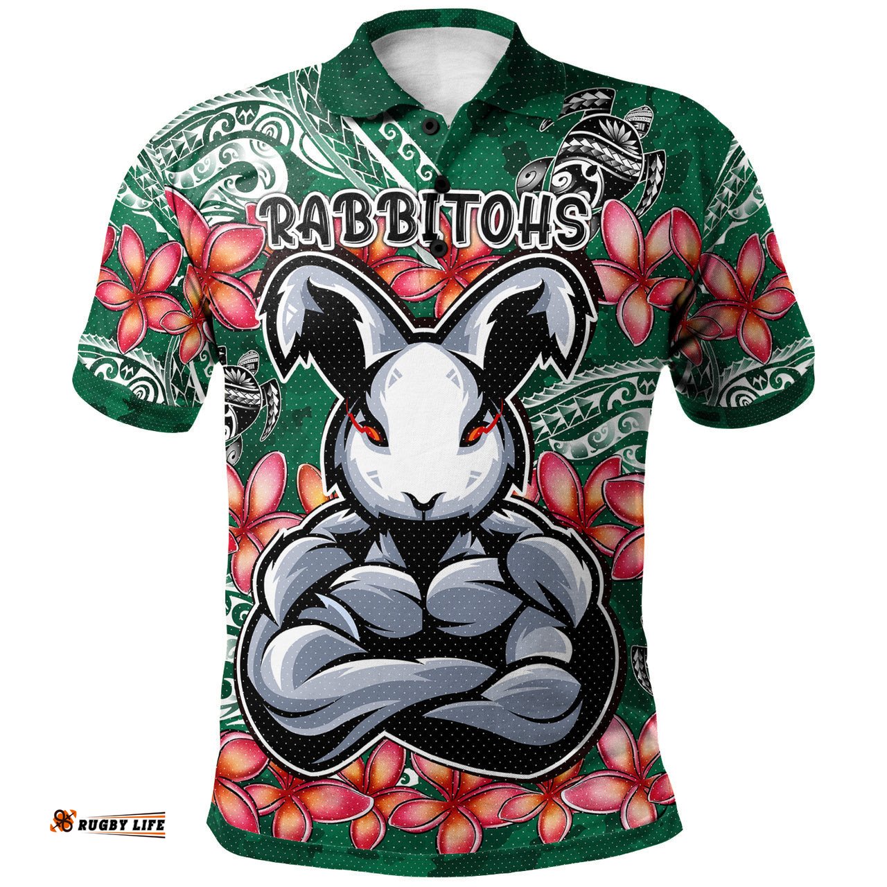 Rabbitohs Rugby Polo Shirt - Custom Polynesian Super Rabbitohs Polo Shirt