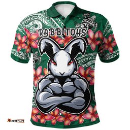 Rabbitohs Rugby Polo Shirt - Custom Polynesian Super Rabbitohs Polo Shirt
