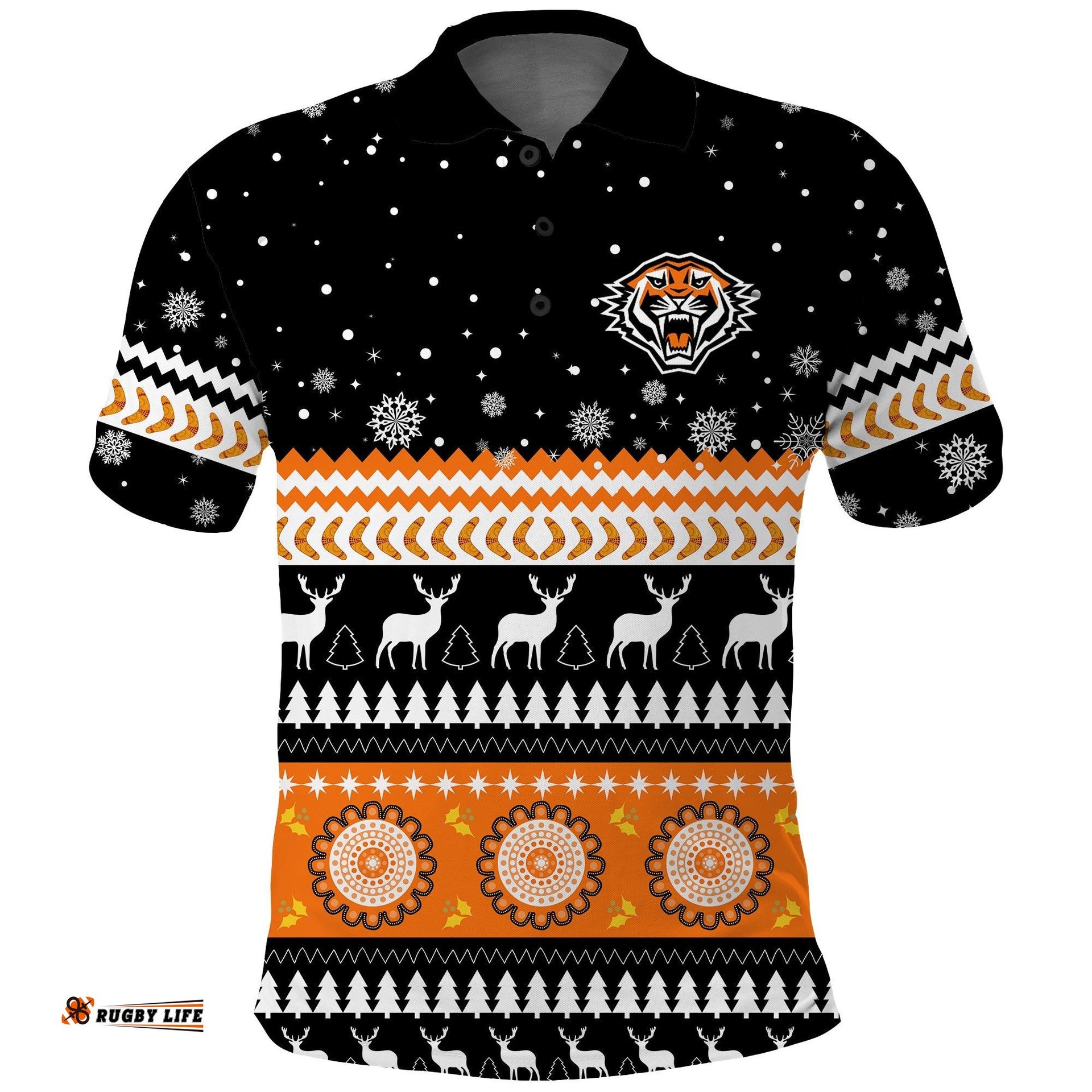 Wests Tigers Polo Shirt Merry Christmas Energy