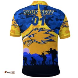 Custom Personalised West Coast Eagles ANZAC Polo Shirt Simple Style - Gold