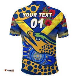 Custom Personalised Parramatta Eels ANZAC 2022 Polo Shirt Indigenous Vibes - Blue