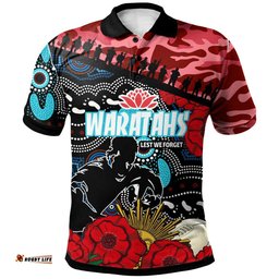 Waratahs Rugby Polo Shirt - Custom Anzac NSW Waratahs Aboriginal Flower Polo Shirt