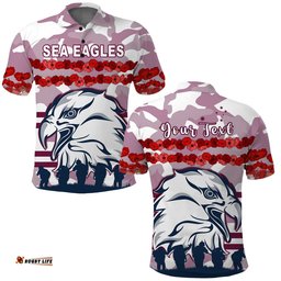 Custom Personalised Sea Eagles Anzac Day Polo Shirt Proud Soldiers Lest We Forget Ver.01