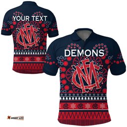 Custom Personalised Demons Merry Christmas Polo Shirt Melbourne Football Indigenous