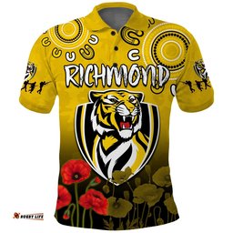 Richmond Anzac 2022 Polo Shirt Tigers Aboriginal Poppy
