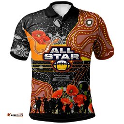 All Stars Rugby Polo Shirt - Anzac Day Quotes All Stars Aboriginal Poppy Indigenous Polo Shirt