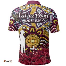 Brisbane Broncos Polo Shirt Anzac Day Poppy Flowers With Aboriginal
