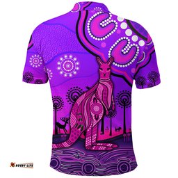 Aboriginal Art Kangaroo Polo Shirt Indigenous Unique Vibes - Purple