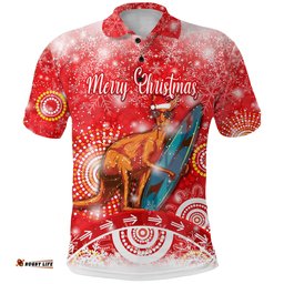 Custom Personalised Australia Kangaroo Christmas Polo Shirt Original Style - Red