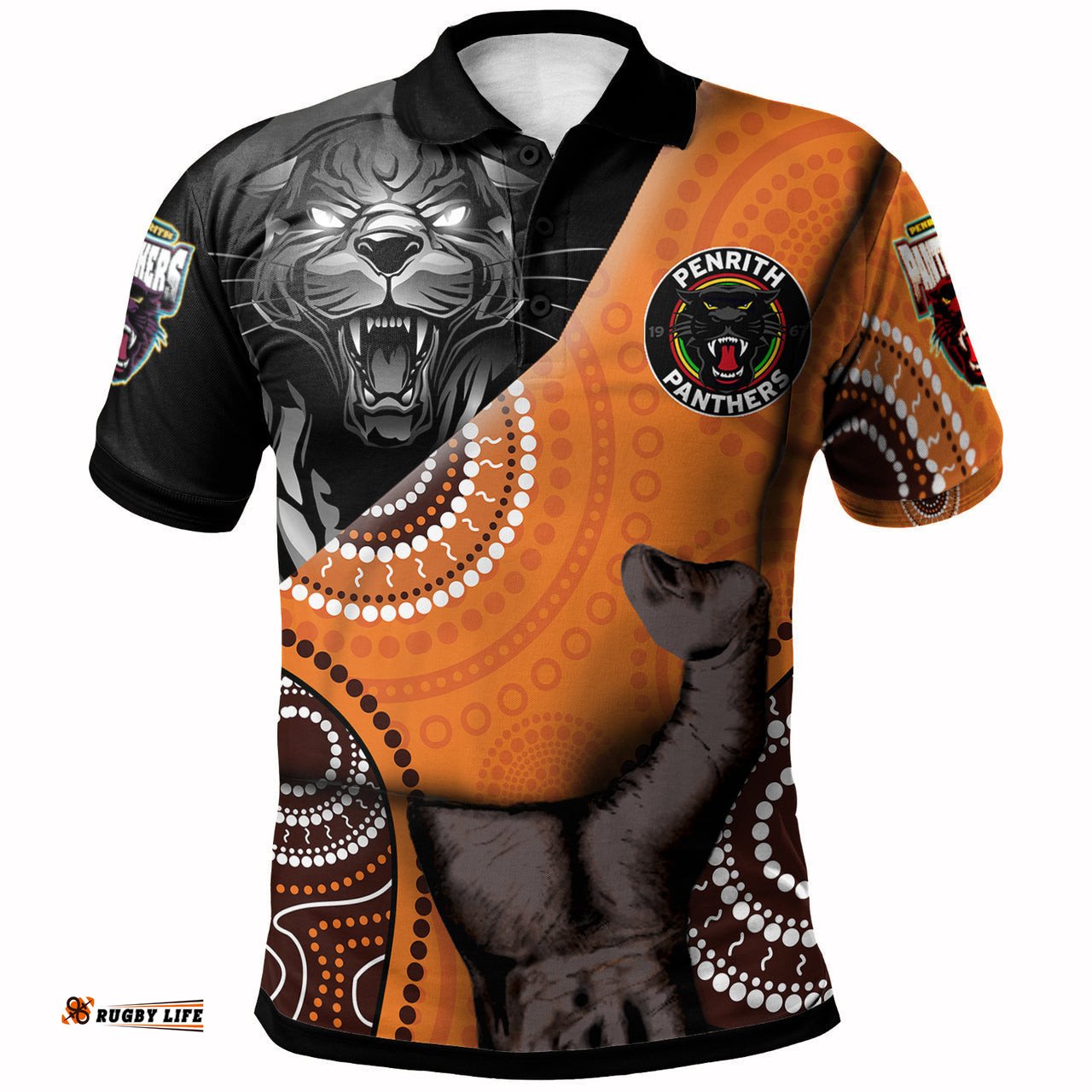Panthers Rugby Aboriginal Custom Patronage Polo Shirt - Penrith Panthers Blood In My Veins