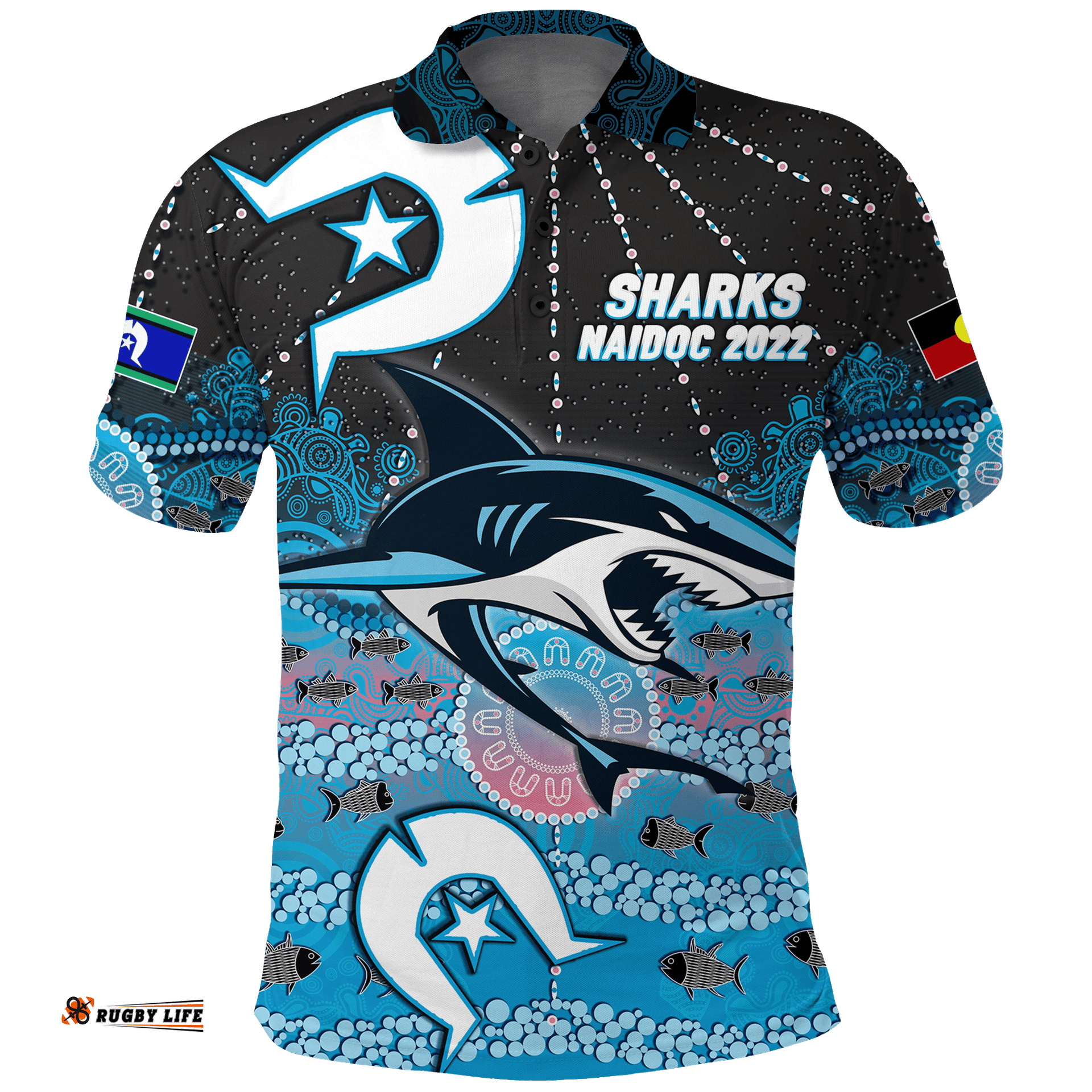 Sharks Rugby NAIDOC 2022 Aboriginal Polo Shirt -