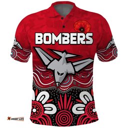Bombers Anzac 2022 Polo Shirt Essendon Football Aboriginal Remember Them
