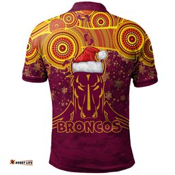 Broncos Christmas Rugby Polo Shirt - Custom Indigenous Broncos Footprints Polo Shirt