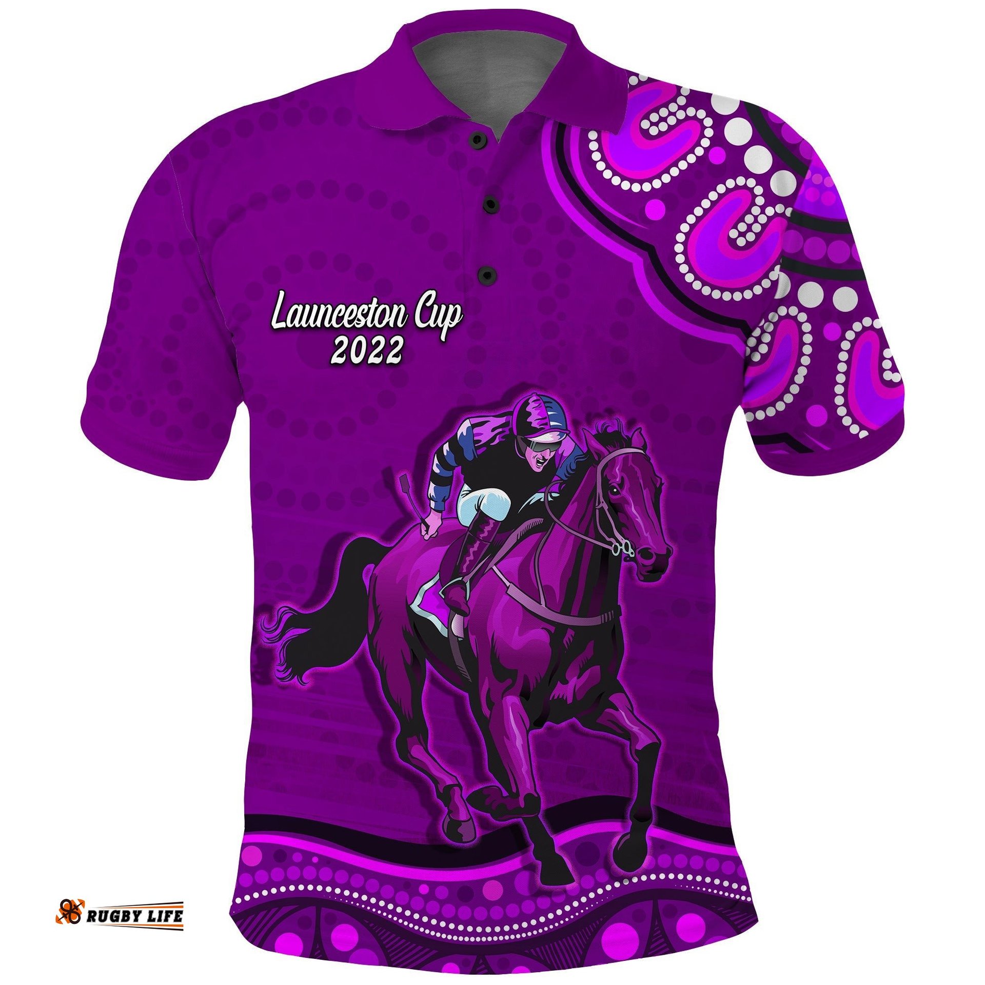 Launceston Cup 2022 Polo Shirt Australia Aboriginal Purple Horse Lovers