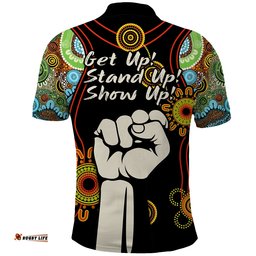 NAIDOC 2022 Polo Shirt Proud History of Getting Up Standing Up and Showing Up