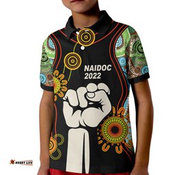 NAIDOC 2022 Polo Shirt Proud History of Getting Up Standing Up and Showing Up