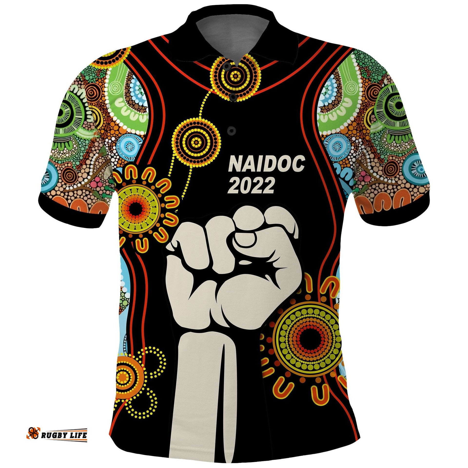 NAIDOC 2022 Polo Shirt Proud History of Getting Up Standing Up and Showing Up