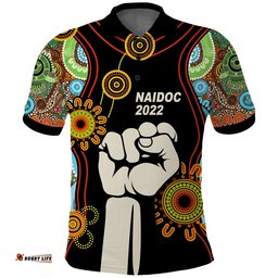 NAIDOC 2022 Polo Shirt Proud History of Getting Up Standing Up and Showing Up