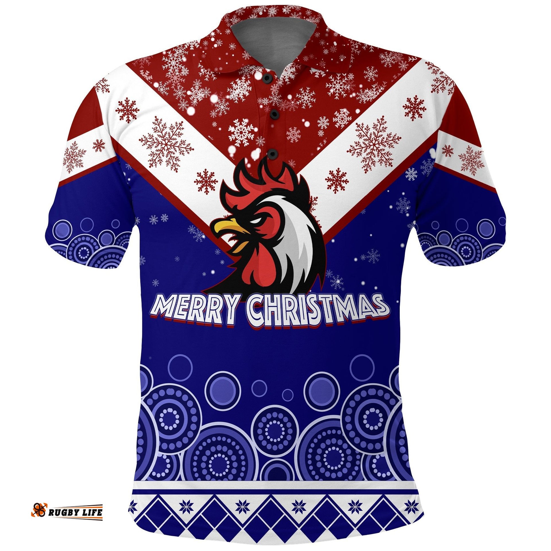 Aboriginal Art Chooks Tricolor Merry Christmas Polo Shirt