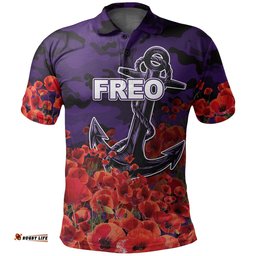 Anzac Day Freo Polo Shirt Poppy Flowers With Army Patterns