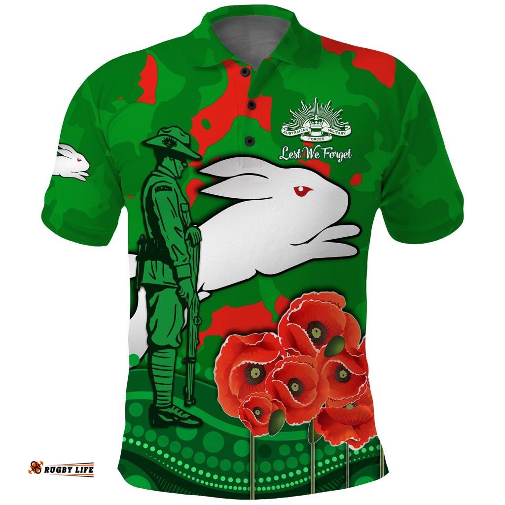 Rabbitohs Anzac Day Polo Shirt South Sydney Camouflage Mix Aboriginal