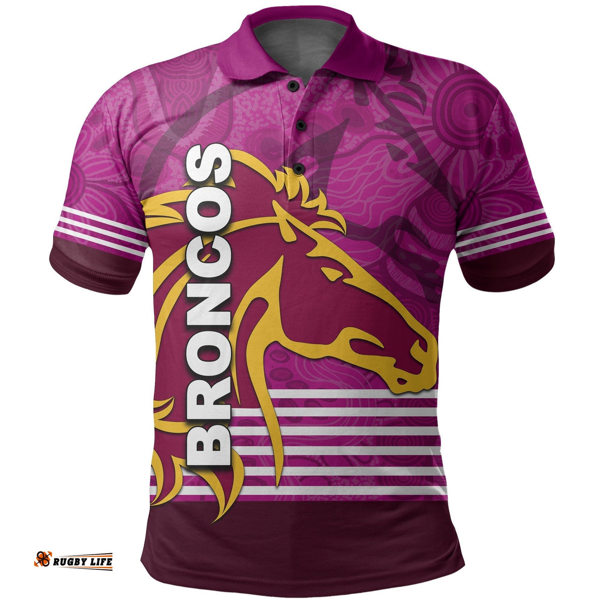 Custom Personalised Broncos Rugby Polo Shirt Pink Jersey
