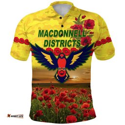 Custom Personalised MacDonnell Districts ANZAC Polo Shirt Poppy Vibes