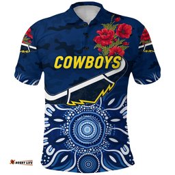Cowboys ANZAC Polo Shirt Indigenous Vibes - Blue
