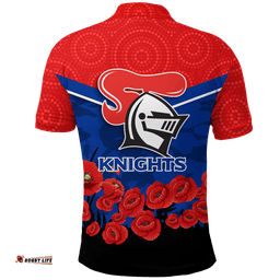 Newcastle Knights Anzac Day Indigenous Art Polo Shirt -