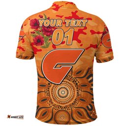 Custom Personalised Greater Western Sydney Giants ANZAC Polo Shirt Indigenous Vibes