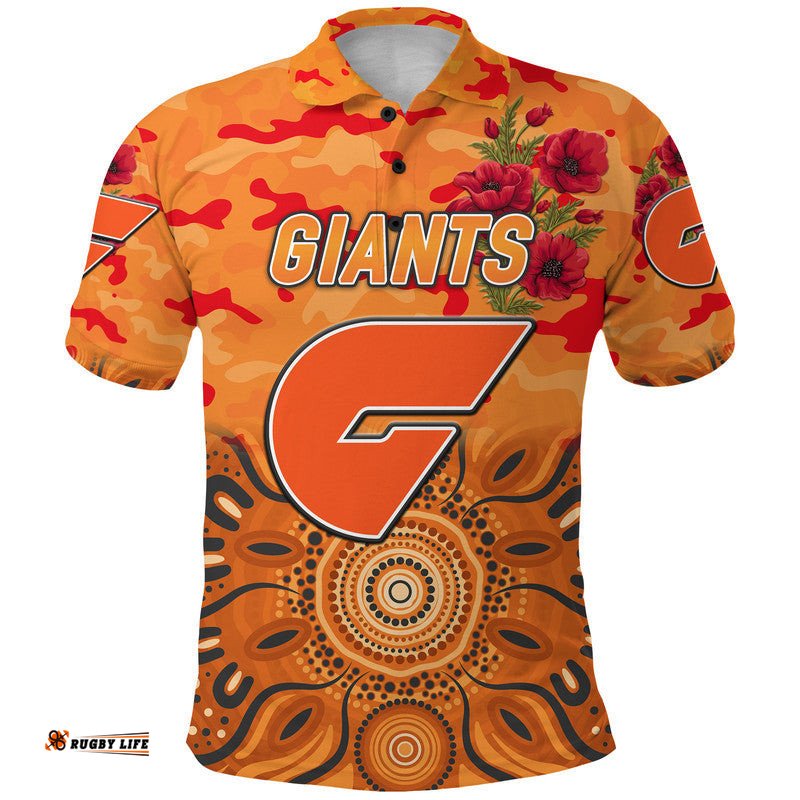 Custom Personalised Greater Western Sydney Giants ANZAC Polo Shirt Indigenous Vibes