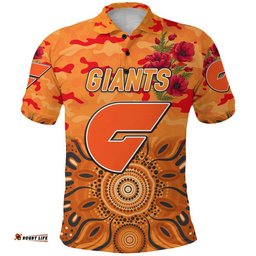 Custom Personalised Greater Western Sydney Giants ANZAC Polo Shirt Indigenous Vibes
