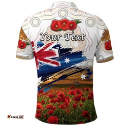 Custom Personalised Australia Aboriginal ANZAC Polo Shirt Poppy Vibes - White