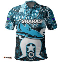 Custom Personalised Sharks Torres Strait Islanders Mix Aboriginal Polo Shirt