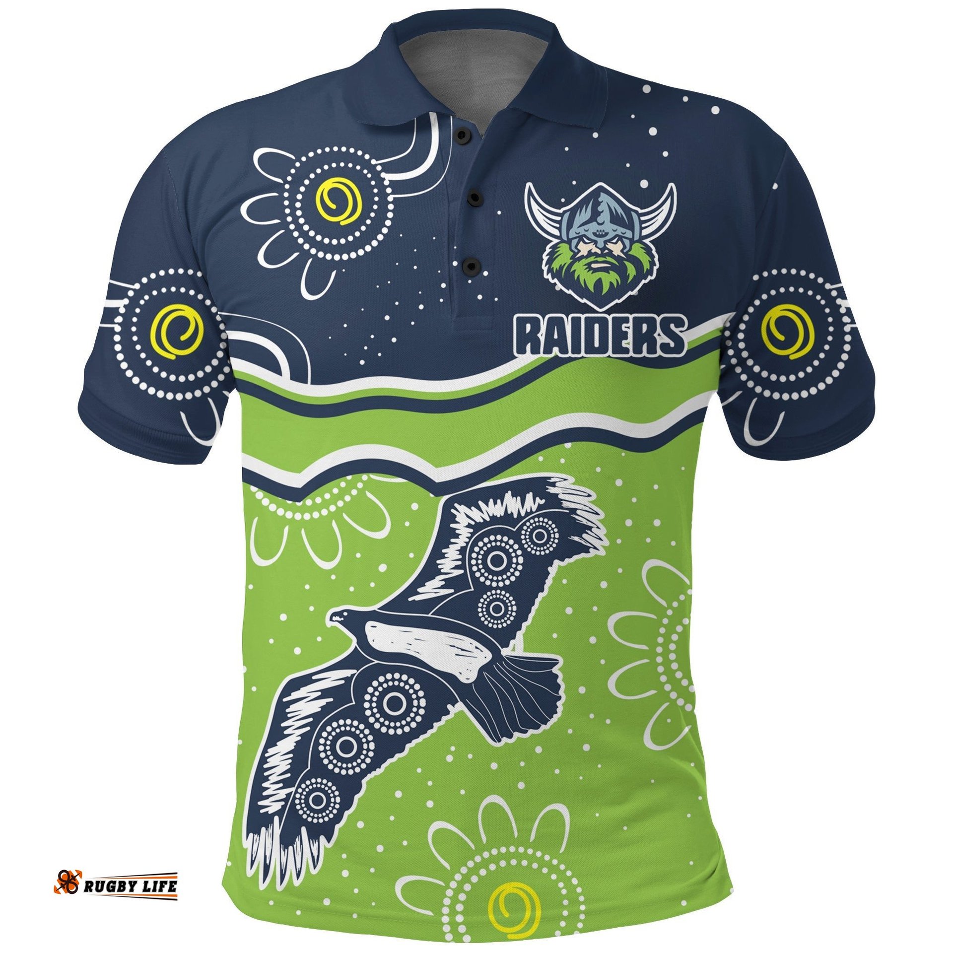 Canberra Raiders Polo Shirt - Aboriginal Dot Painting -