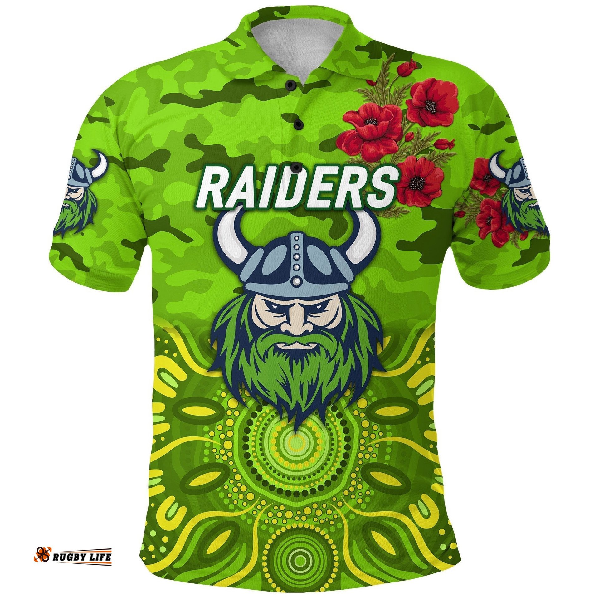 Raiders ANZAC Polo Shirt Indigenous Vibes