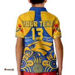 Custom Text and Number Eagles Anzac 2022 Polo Shirt West Coast Aboriginal Remember Them