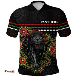 Custom Personalised Panthers Indigenous Polo Shirt Version Black Alternate