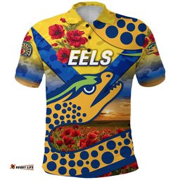 Parramatta Eels ANZAC 2022 Polo Shirt Poppy Flowers Vibes - Gold