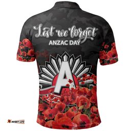 Anzac Day Essendon Bombers Polo Shirt Poppy Flowers With Army Patterns