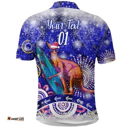 Custom Personalised Australian Kangaroo Christmas Polo Shirt Original Style - Blue