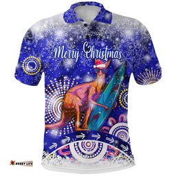 Custom Personalised Australian Kangaroo Christmas Polo Shirt Original Style - Blue