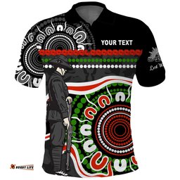 Custom Personalised Panthers Anzac Day Polo Shirt Aboriginal Lest We Forget Ver.01
