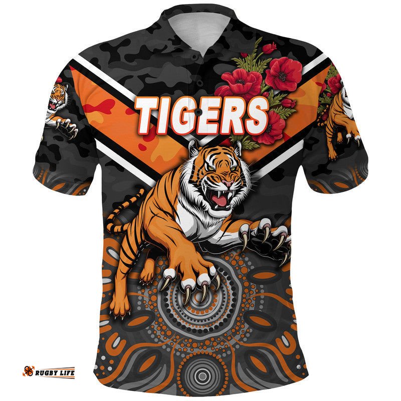 Custom Personalised Tigers ANZAC Polo Shirt Indigenous Vibes