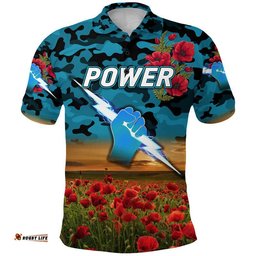 Port Adelaide Power ANZAC Polo Shirt Poppy Vibes