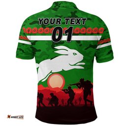Custom Personalised Rabbitohs ANZAC Polo Shirt Simple Style - Green