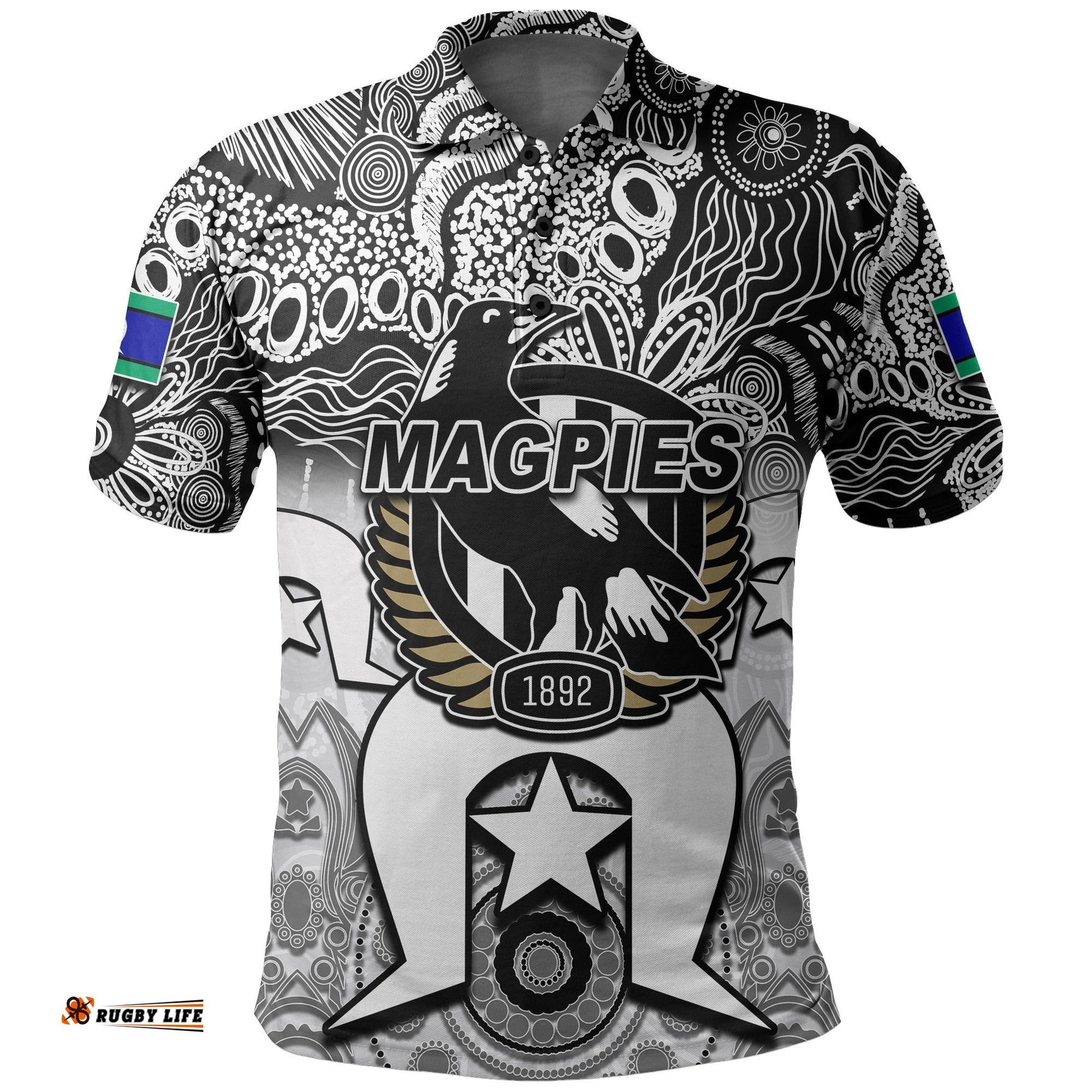 Custom Personalised Magpies Australian Football Torres Strait Islanders Mix Aboriginal Polo Shirt