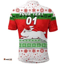 Custom Personalised South Sydney Rabbitohs Polo Shirt Christmas Simple Style - White